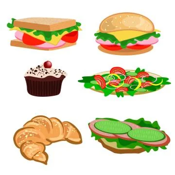 Vector set of snacks and desserts Stock Illustration