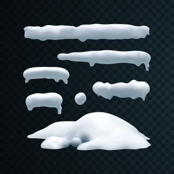 Vector set of snow caps, snowball and snowdrift Stock Illustration