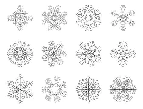Vector set of snowflake icons. Winter design elements Illustrazione stock