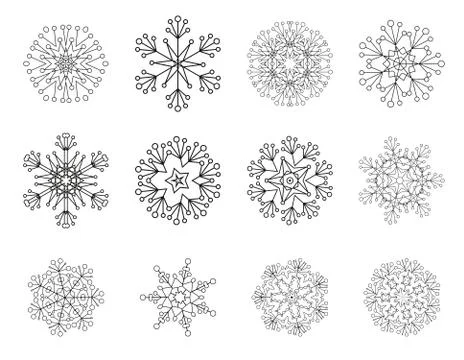 Vector set of snowflake icons. Winter design elements 스톡 일러스트