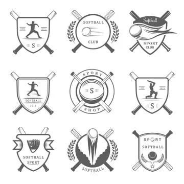 Vector Set Softball Badges and Logos Free Stock Illustration