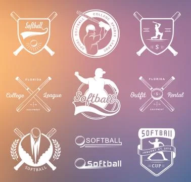 Vector Set Softball Badges and Logos Free Stock Illustration