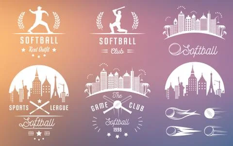 Vector Set Softball Badges and Logos Stock Illustration