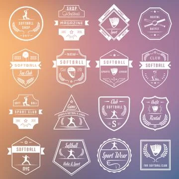 Vector Set Softball Badges and Logos Free Stock Illustration