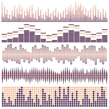 Vector set of sound waves. Audio equalizer. Stock Illustration