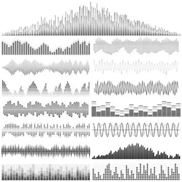 Vector set of sound waves Illustrazione stock