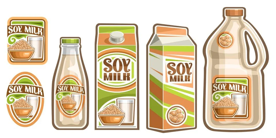 Vector Set of Soy Milk Stock Illustration