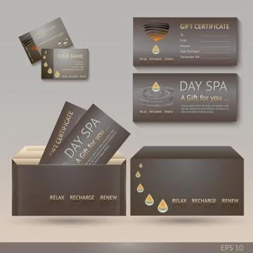 Vector set SPA template with  decorative color drops. Illustrazione stock