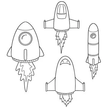 Vector set of space ship Stock Illustration