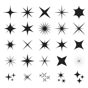 Vector set of sparkle signs on white background Stock Illustration