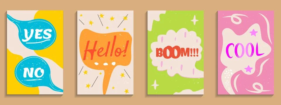 Vector set of speech bubbles in comic style. Hand drawn Ilustração Stock