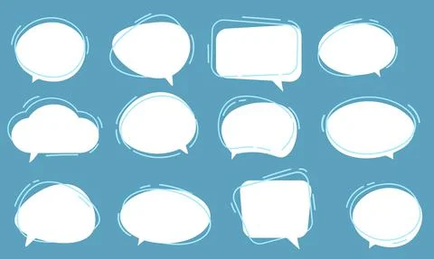 Vector Set of speech bubbles. Dialog box icon, message template. White clouds Illustrazione stock