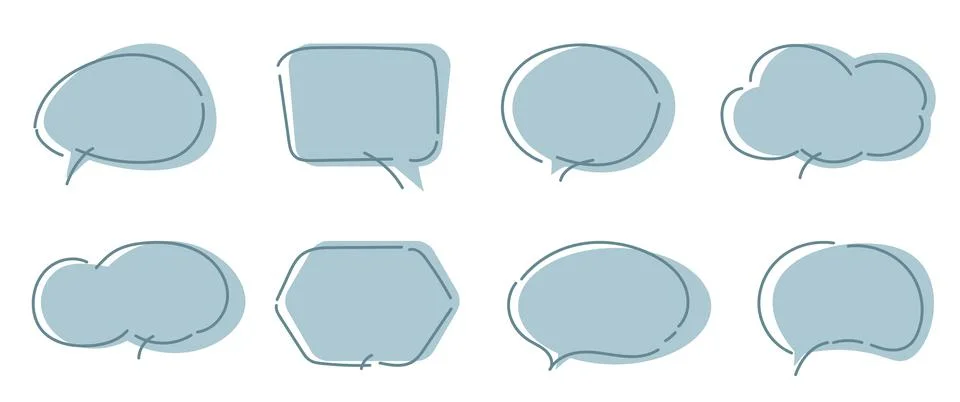 Vector Set of speech bubbles. Dialog box icon, message template. White clouds Stock Illustration