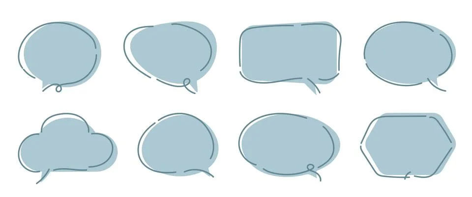 Vector Set of speech bubbles. Dialog box icon, message template. White clouds Illustrazione stock