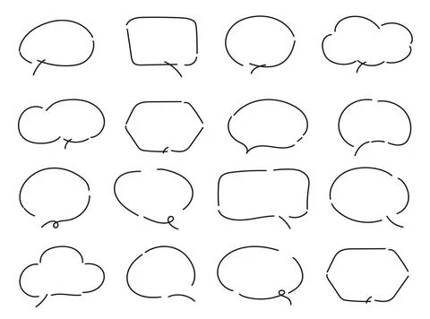 Vector Set of speech bubbles. Dialog box icon, message template. White clouds Stock Illustration