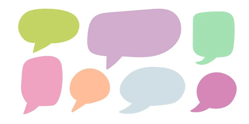 Vector set speech bubbles. Doodle style speaking bubbles Stock Illustration