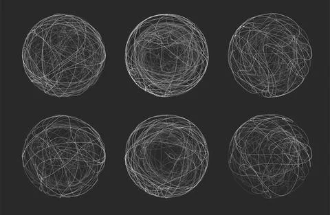 Vector set of spheres made of threads Illustrazione stock