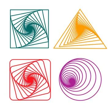 Vector set of spirals a square circle and triangle Stock Illustration