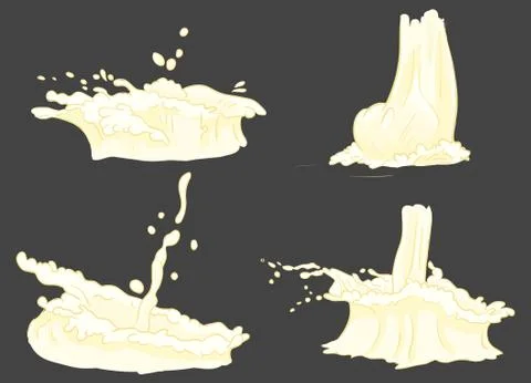 Vector set splashes and flow milk Stock Illustration
