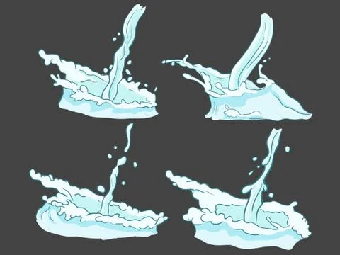 Vector set splashes and flow water Stock Illustration