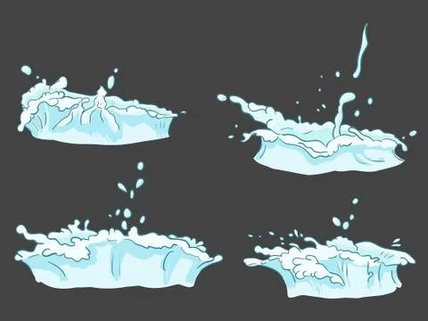 Vector set splashes fresh water Stock Illustration