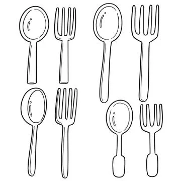 Vector set of spoons and forks Stock Illustration