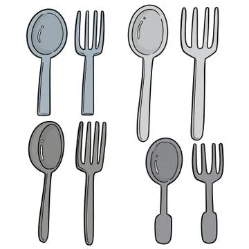 Vector set of spoons and forks Stock Illustration