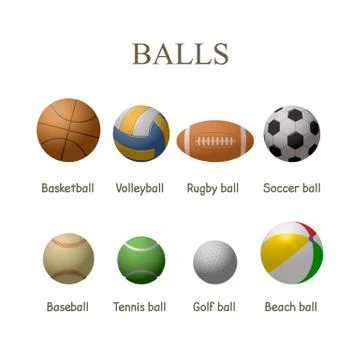 Vector set of sport balls. Design elements and icons isolated on white 스톡 일러스트