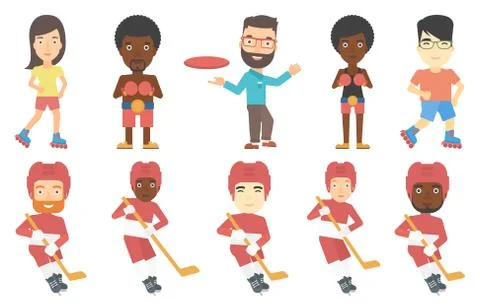 Vector set of sport characters. Stock Illustration