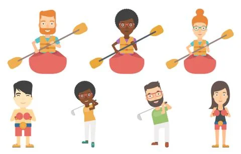 Vector set of sport characters. Stock Illustration