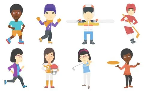 Vector set of sport characters. Stock Illustration