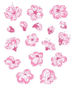 Vector set of spring flowers. Stock Illustration