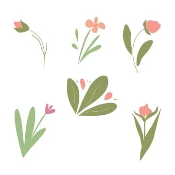 Vector set of spring flowers. Vector illustration. Graphic design element.  I 스톡 일러스트