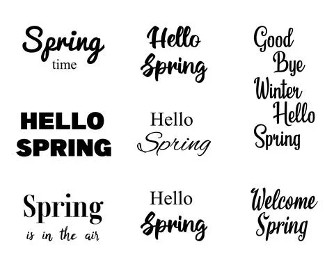 Vector set of spring lettering. Stock Illustration