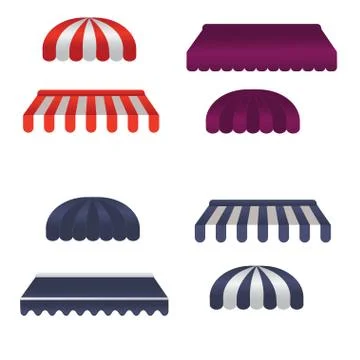 Vector set of square and round awnings Illustrazione stock
