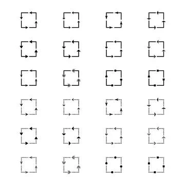 Vector Set of Square Arrow Patterns Vector Illustration Stock Illustration