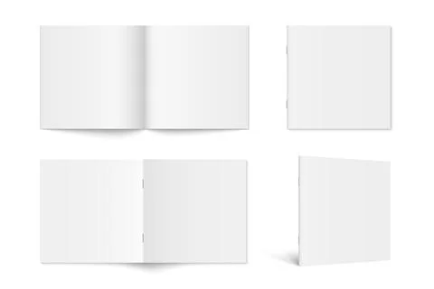 Vector set of square blank copybook with white softcover isolated 스톡 일러스트