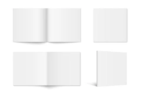 Vector set of square blank magazine with white softcover isolated 스톡 일러스트