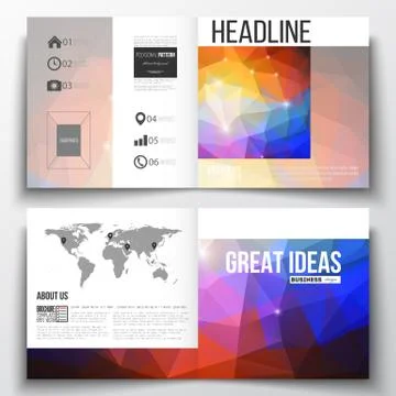Vector set of square design brochure template. Abstract colorful polygonal Illustrazione stock