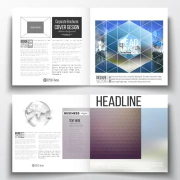 Vector set of square design brochure template. Abstract colorful polygonal Stock Illustration