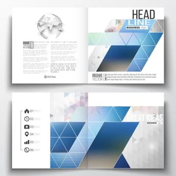 Vector set of square design brochure template. Abstract colorful polygonal Stock Illustration