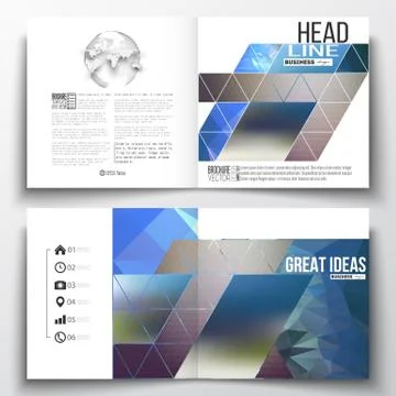 Vector set of square design brochure template. Abstract colorful polygonal 스톡 일러스트