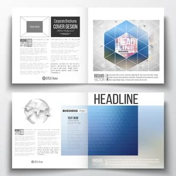 Vector set of square design brochure template. Abstract colorful polygonal Illustrazione stock