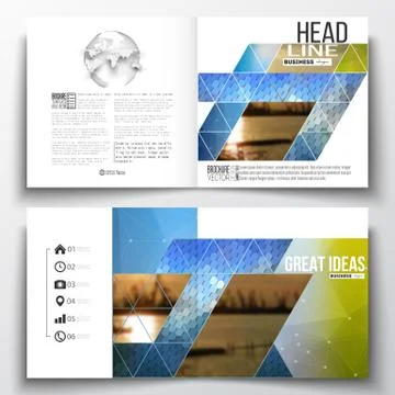 Vector set of square design brochure template. Abstract colorful polygonal 스톡 일러스트