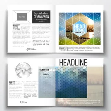 Vector set of square design brochure template. Abstract colorful polygonal ba 스톡 일러스트