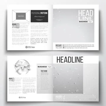 Vector set of square design brochure template. Molecular construction with Illustrazione stock