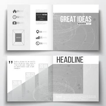 Vector set of square design brochure template. Molecular construction with Illustrazione stock