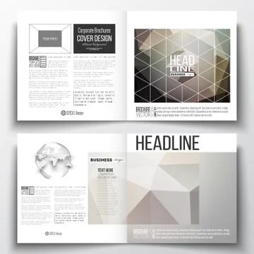 Vector set of square design brochure template. Abstract blurred background 스톡 일러스트