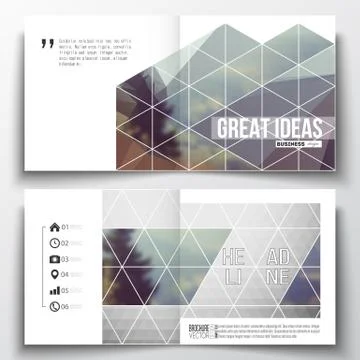 Vector set of square design brochure template. Abstract colorful polygonal Illustrazione stock