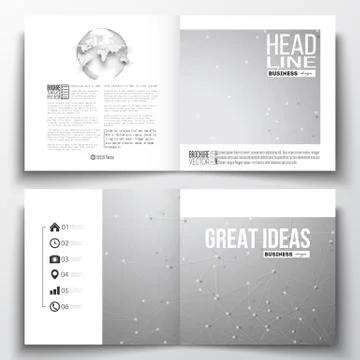 Vector set of square design brochure template. Molecular construction with co Illustrazione stock